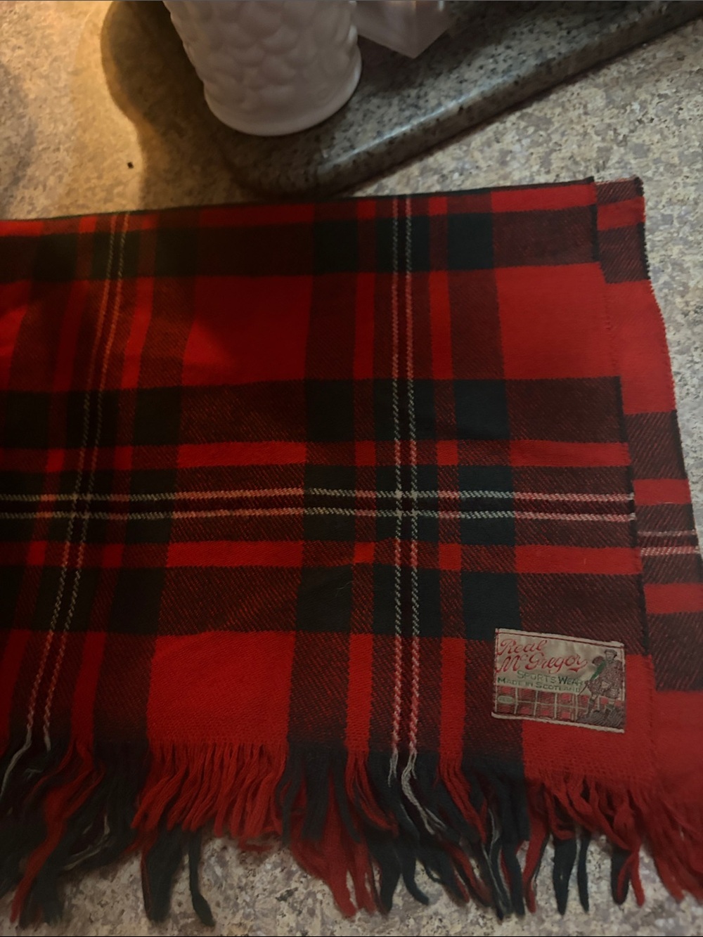 Red and Black Plaid Fringe Scarf